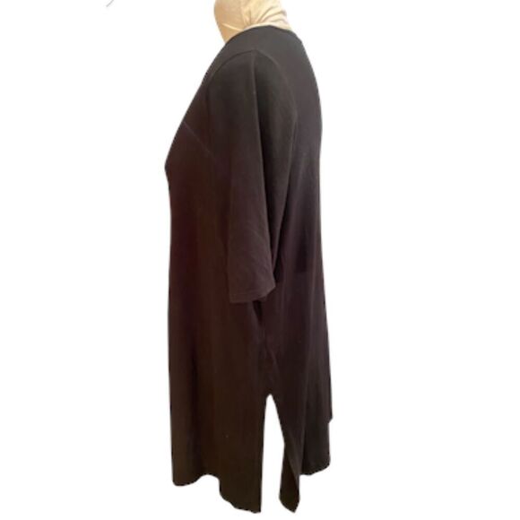 Eileen Fisher Black Short Sleeve Classic Top Sz L Packable Lightweight - Picture 2 of 8